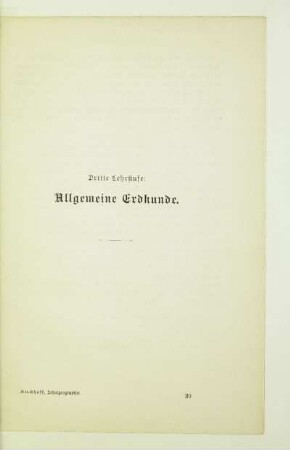 Dritte Lehrstufe: Allgemeine Erdkunde