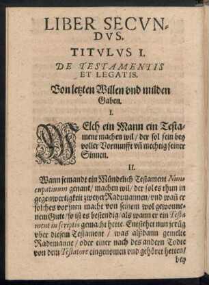 Titulus I. De Testamentis Et Legatis.