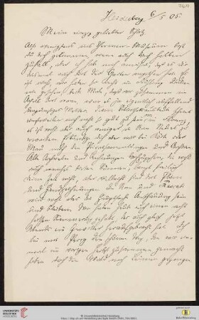 Heid. Hs. 3484,764: Brief von Eberhard Gothein an Marie Luise Gothein