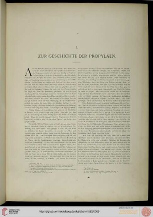 Zur Geschichte der Propyläen