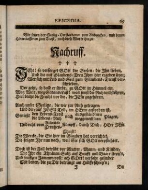65-72, Epicedia. Nachruff.