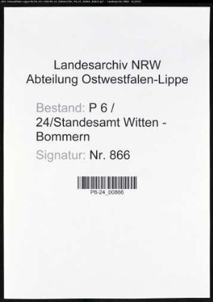 Sterberegister Standesamt Witten-Bommern