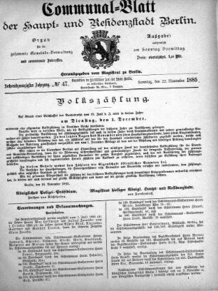 1885,47: No. 47, 22. November 1885