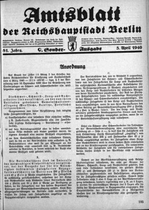 9. Sonder-Ausgabe, 3. April 1940