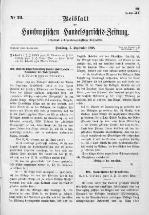 Beiblatt zur hamburgischen Handelsgerichts-Zeitung No. 23. Hamburg, 5. September 1868.