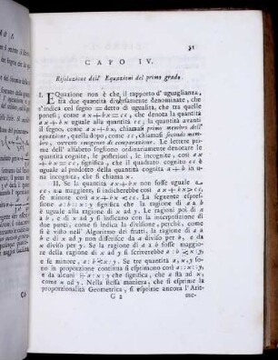 Capo IV. Risoluzione dwell' Equazioni del primo grado.