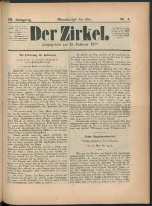Nr. 4. Ausgegeben am 15. Februar 1877.