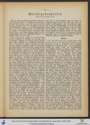 Weltbegebenheiten (Mitte 1885 bis Mitte 1886).