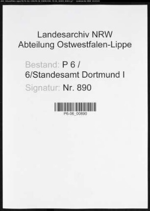 Sterberegister Standesamt Dortmund-Mitte I