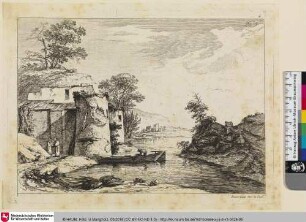 [Alte Türme am Ufer eines Flusses; Vieilles Tours au bord d'une rivière]