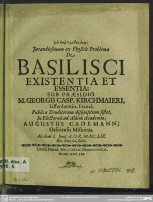 De basilisci existentia et essentia