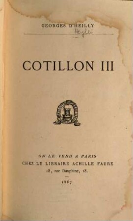 Cotillon III : [Jeanne Bécu, Ctesse Du Barry]