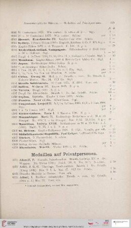Medaillen auf Privatpersonen (Nr. 6371 - 7481)