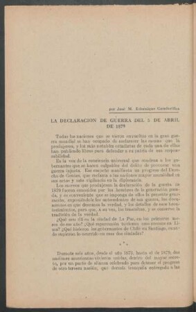 La declaración de guerra del 5 de Abril de 1879