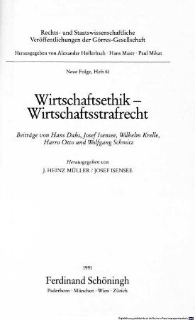 Wirtschaftsethik - Wirtschaftsstrafrecht