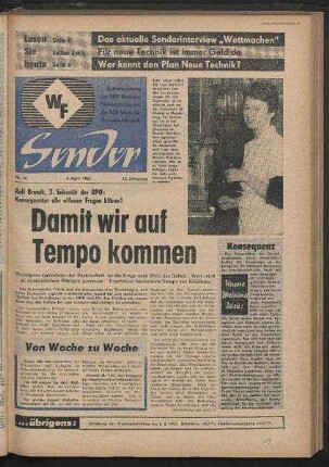 Betriebszeitung 'WF-Sender', Nr.14/1963 (4. April 1963)
