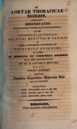 De aortae thoracicae morbis