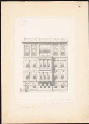 Haus August von Heyden, Berlin-Tiergarten: Vorentwurf, Aufriss Straßenansicht