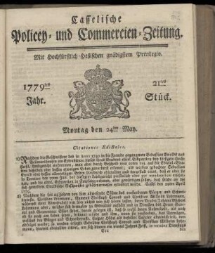 21tes Stueck, Montag den 24ten May. 1779