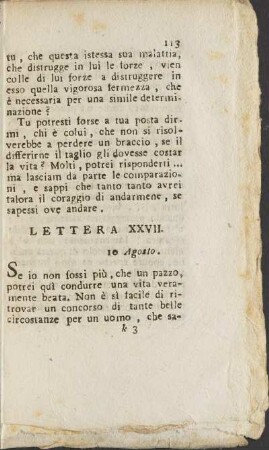 Lettera XXVII. 10 Agosto