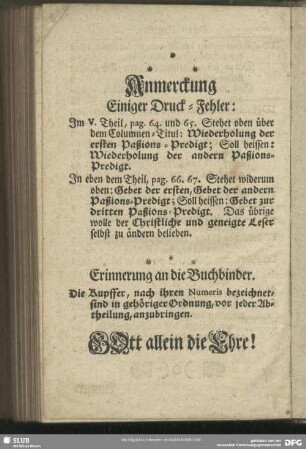 Anmerckung Einiger Druck-Fehler
