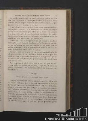 Titre III. Effets d'une température trop basse.