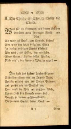 II. Der Christ, ein Streiter wieder die Sünde