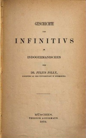 Geschichte des Infinitivs im Indogermanischen