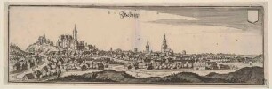 Stadtansicht von Bad Belzig in Potsdam-Mittelmark in Brandenburg, aus Merians Topographia Superioris Saxoniae