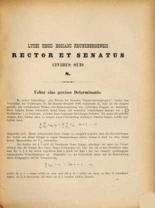 Ueber eine gewisse Determinante : De determinante quodam disquisitiones mathematicae