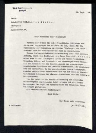 Schreiben Max Rauther an Otto von Güntter