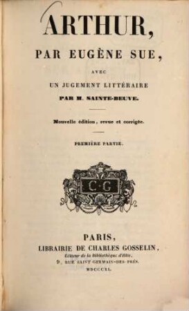 Arthur, 1. (1840). - VIII, 432 S.