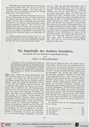 2: Die Ergebnisse der Auktion Davidsohn : der zweite Teil der berühmten Kupferstichsammlung