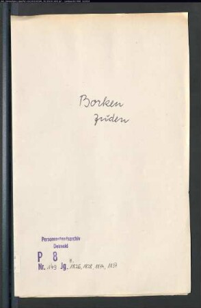 Zivilstandsregister der Juden für den Ort Borken (H 1826, 1828, 1834, 1837) (Gemeinde: Borken, Kreis Borken)