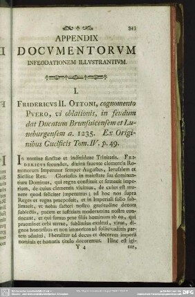 Appendix Documentorum Infeodationem Illustrantium