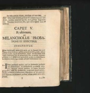 Caput V. & ultimum. De Melancholiae Probatione Et Effectibus.