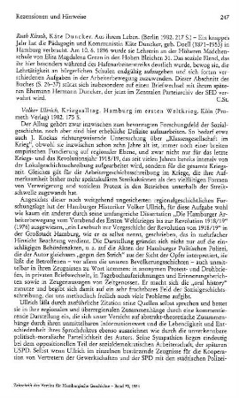 Ullrich, Volker :: Kriegsalltag, Hamburg im ersten Weltkrieg : Köln, Prometh-Verl., 1982