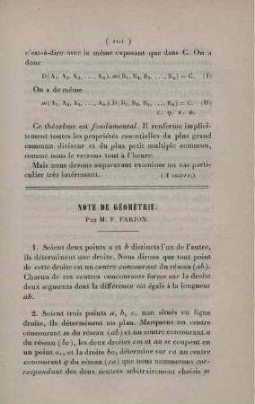 Note de géométrie.