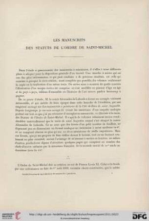 1: Les manuscrits des Statuts de l'ordre de Saint-Michel