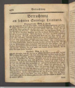 Betrachtung am sechsten Sonntage Trinitatis.