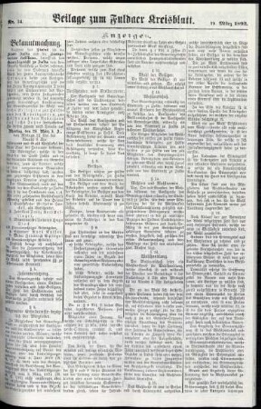 Zweite Ausgabe vom Samstag, den 19. März 1892.