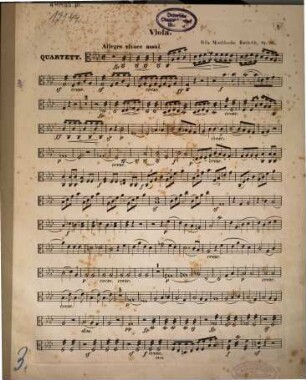 Quartett für 2 Violinen, Bratsche u. Violoncell : op. 80 ; Nr. 8 der nachgelassenen Werke