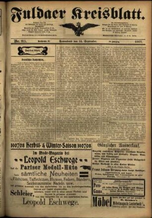 Zweite Ausgabe vom Samstag, den 14. September 1907.