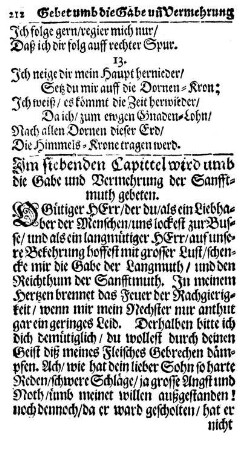 Im siebenden Capittel wird umb die Gabe und Vermehrung der Sanfftmuth gebeten.