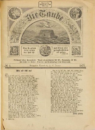 Die Taube : erscheint jeden Sonnabend. 1877, Nr. 1 - 9