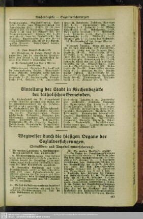Wegweiser durch die hiesigen Organe der Sozialversicherungen