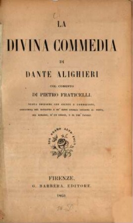 La Divina Commedia di Dante Alighieri col comento di Pietro Fraticelli