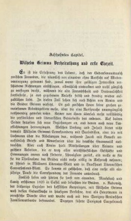 Achtzehntes Capitel. Wilhem Grimms Verheirathung und erste Ehezeit