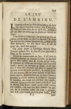 Le Jeu de L´Ambigu.