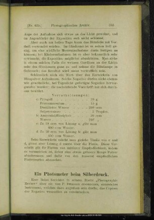 Das Photometer beim Silberdruck